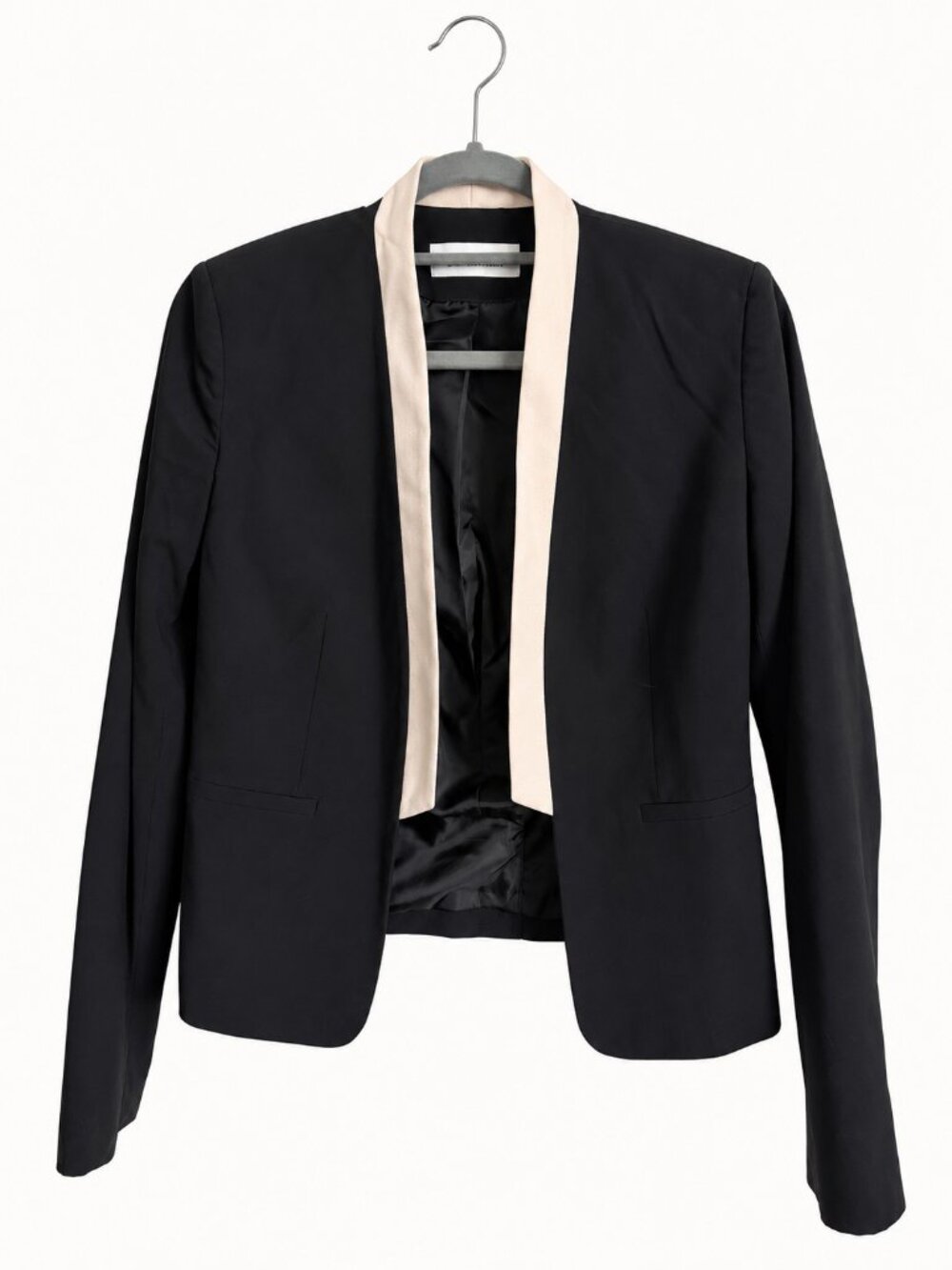 Calvin Klein Black Ivory-Trim Open-Front Jacket